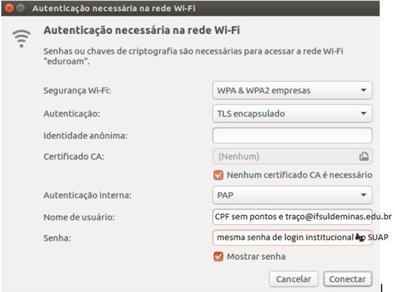 Exemplo de configura&ccedil;&atilde;o no Ubuntu